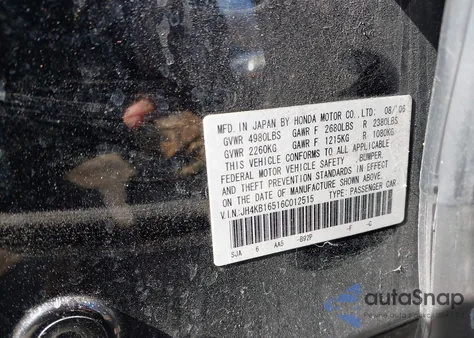 2006 Acura Rl 3.5 z USA, uszkodzony, nr VIN JH4KB16516C012515